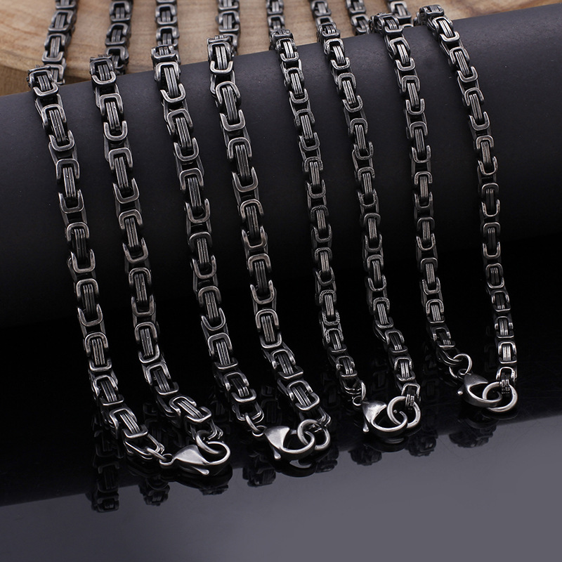 

European and American Shaped Necklace Stainless Steel Emperor Chain Thick Handmade Chain Sweater Men's Necklace