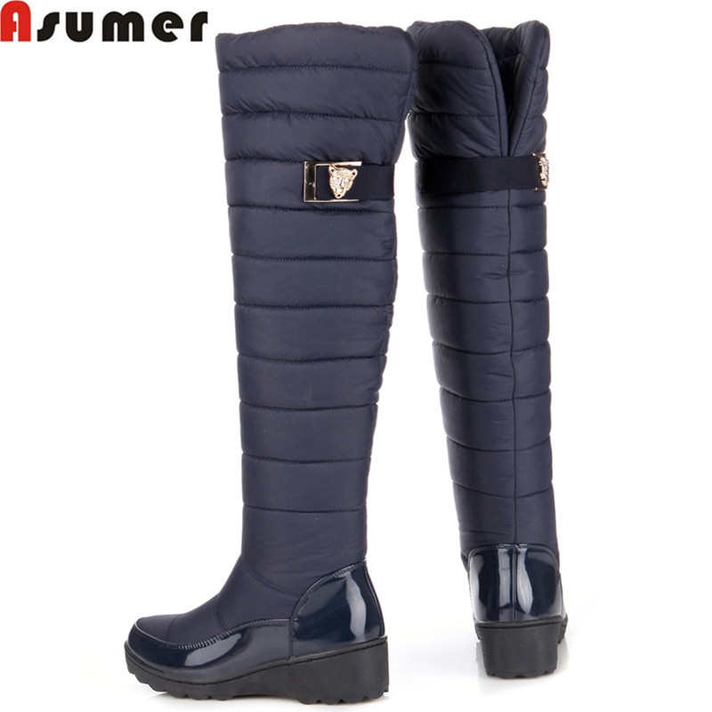 

2020 new fashion high quality women boots Russia keep warm thigh high boots fur over the knee snow, Black