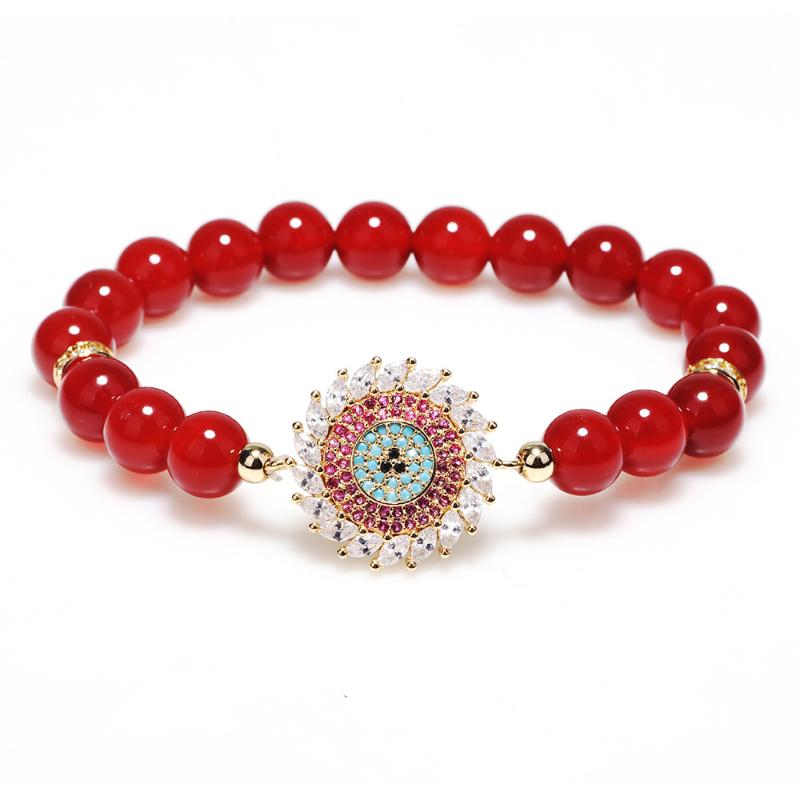 

European and American fashion crystal series natural red bracelet zircon flowers ladies beaded hand jewelry couple gifts