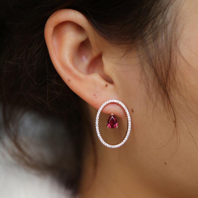 

2020 teardrop cz Stud Earring For Women Rose Gold Color Double Sided Fashion Jewelry Earrings Female Ear Brincos Pending