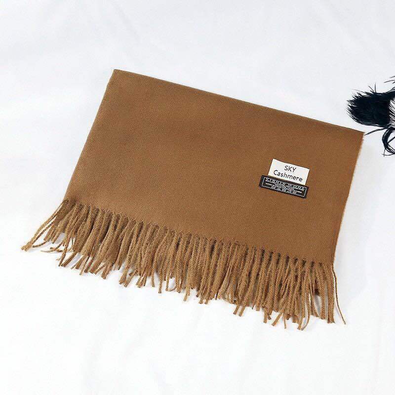 

Sashimi cold-proof all-match long scarf new tassel autumn and winter thickened warm solid color cashmere scarf women's sky