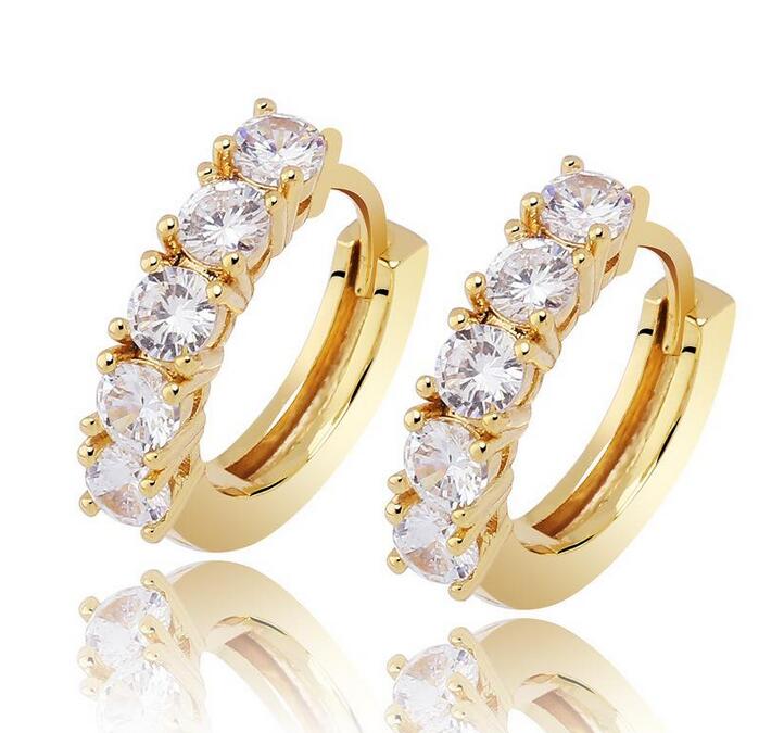 

Hip Hop Hoop Earrings Jewelry High Quality Round Gold Silver Simulated Diamond Earrings for Cool Men Women Lover Couple Earrings
