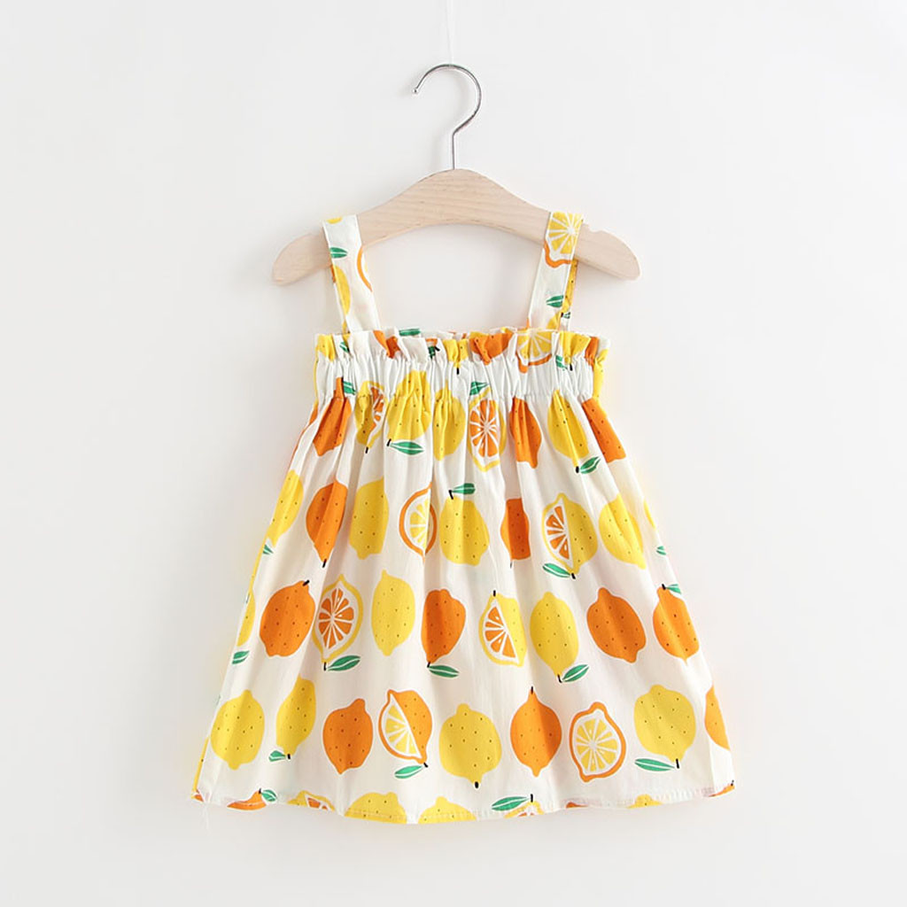 

Baby Girls Dress Toddler Infant Lemon Print Party es For Girl 2020 Summer Sleeveless Strap Princess