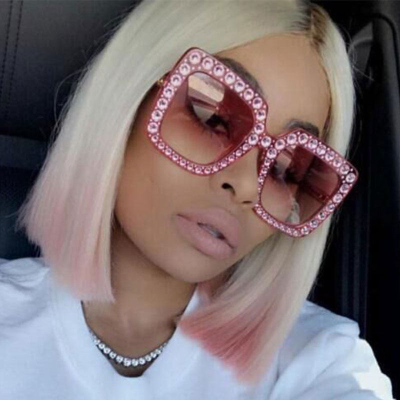 

CCSPACE Ladies New Diamond Glasses Square Oversized Sunglasses For Women Designer Eyewear Shades Big Frame 45195