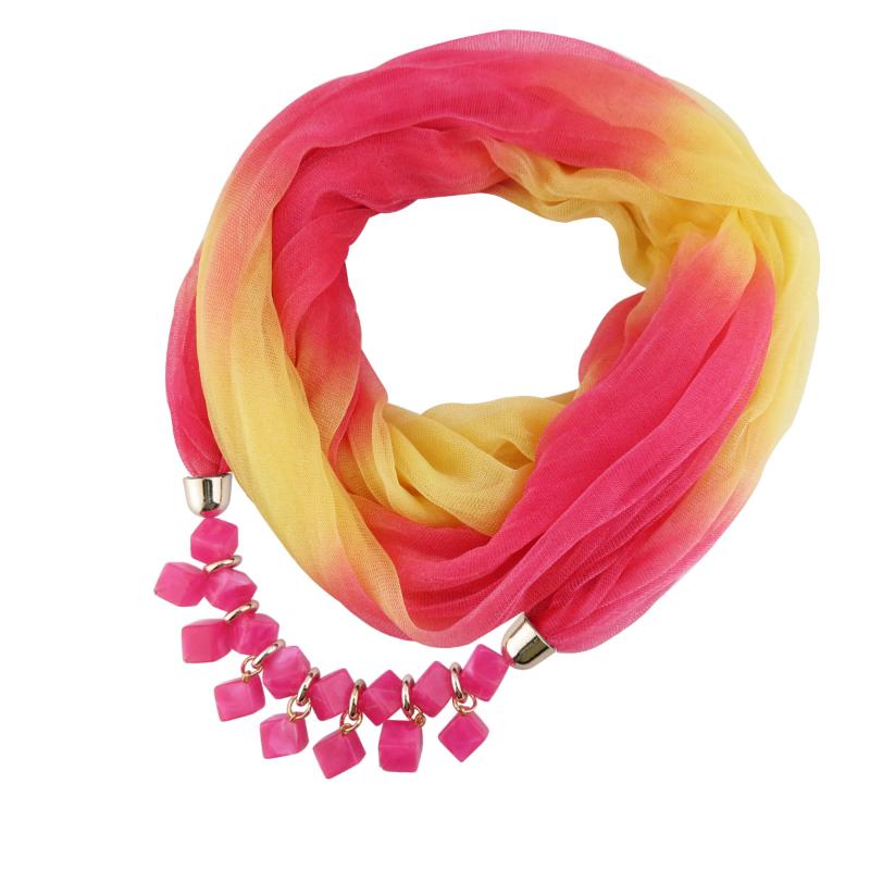 

Summer sun-protection towel women scarf Chiffon gradient silk scarf women resin necklace pendant lady's ornament and