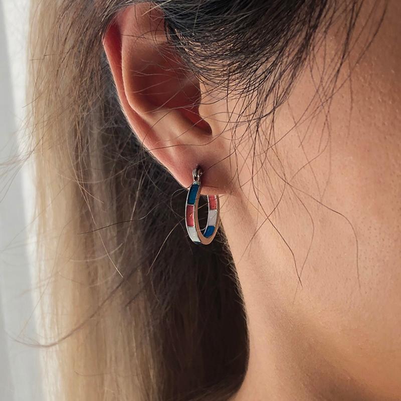 

Lalynnly Copper Dripping Oil Multicolor Hoop Earrings For Women Fashion Earrings Statement Charm Jewelry Accessories Party E8595