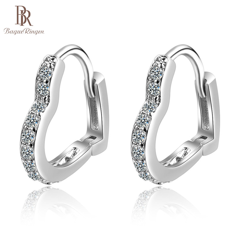 

Bague Ringen Female Heart shaped Ear drops Silver 925 Jewelry Earrings for Women Rose Gold Color Graceful Engagement Accessory