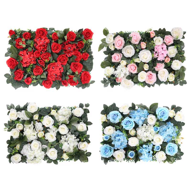 

Artificial Greenery Wall Panels Silk Rose Artificial Flower Wall Backdrops for Wedding Home Baby Shower Decoration, Red