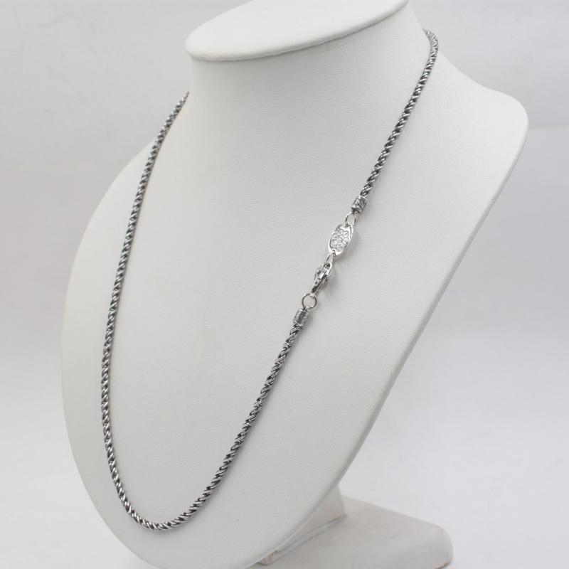 

Real S925 Silver Necklace For Men Women Retro Chain 3mm Rope Link 21.6''L New Necklace