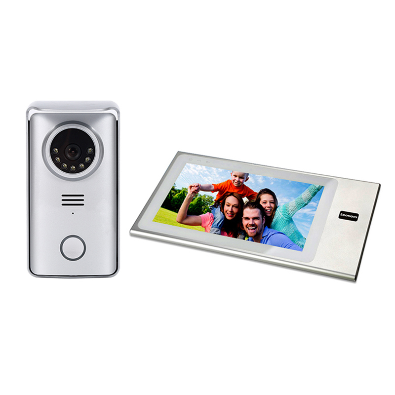 

Lermom 7 inch 800TVL 65°viewing 4 Wired Video Door Phone 720P Visual Video Intercom Speakerphone Intercom System