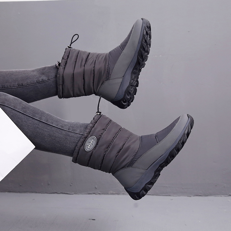 

Bomlight Waterproof Cotton Boots Women Elastic Band Snow Boots Ladies Winter Shoes Woman Soft Warm Platform Sneakers Big Size 41, Black