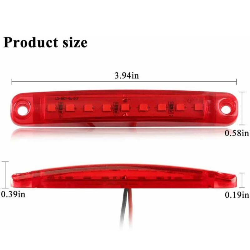 

Light Side marker light For Truck Trailer Lorry Bus 10pcs Red 9-LED Sealed, As pic