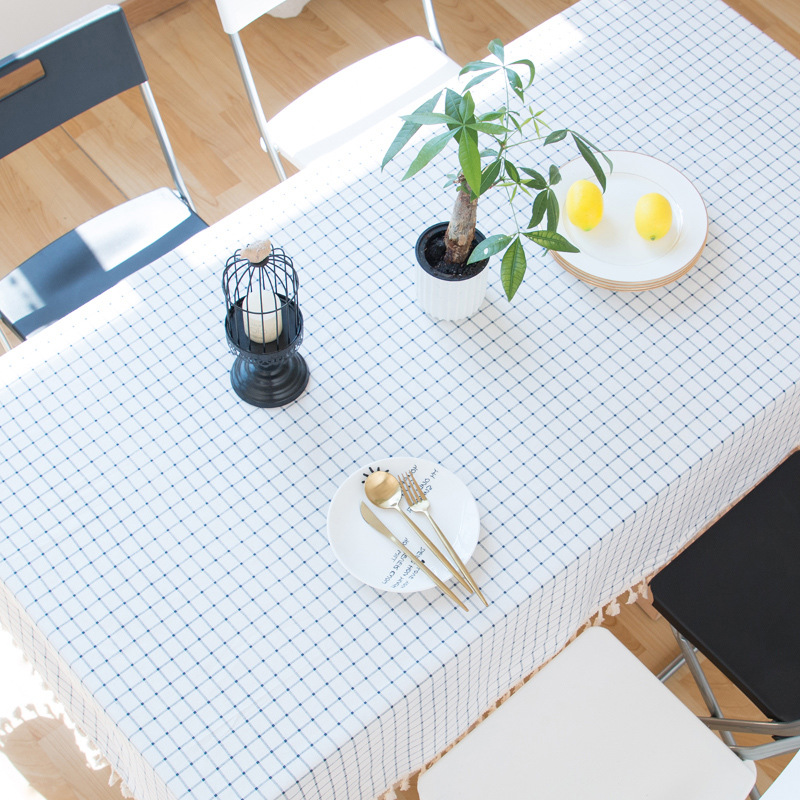 

Tassel Tablecloth Oil-proof Plaid Printing Tablecloth Outdoor Mat Decoration Table Cover Table Cloth Home Decoration