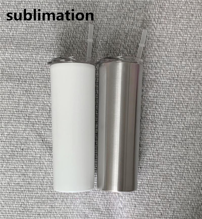 

DIY sublimation blank skinny tumbler 20oz stainless steel slim tumbler straight tumblers vacuum insulated travel mug best gift, Stainless steel color
