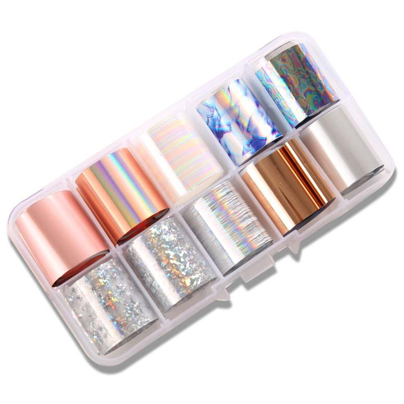 

10 Grid Nail Star Paste Color Transfer Film UV Gel Nail Sticker Diy Art Decoration 2.5x100cm 17#