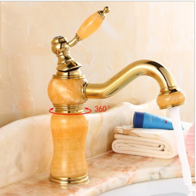 

European-style basin terrace, bathroom, jadeite faucet, jadeite faucet, electric hot water single-hole faucet