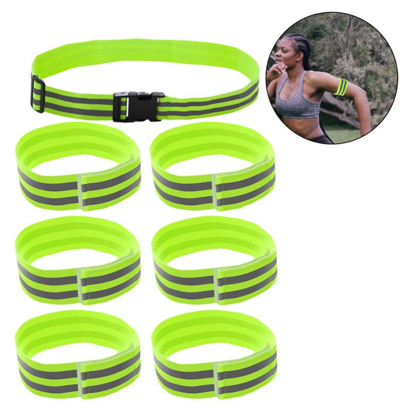 

7pcs Durable Lightweight Practicable Reflective Belt for Night Riding, Green