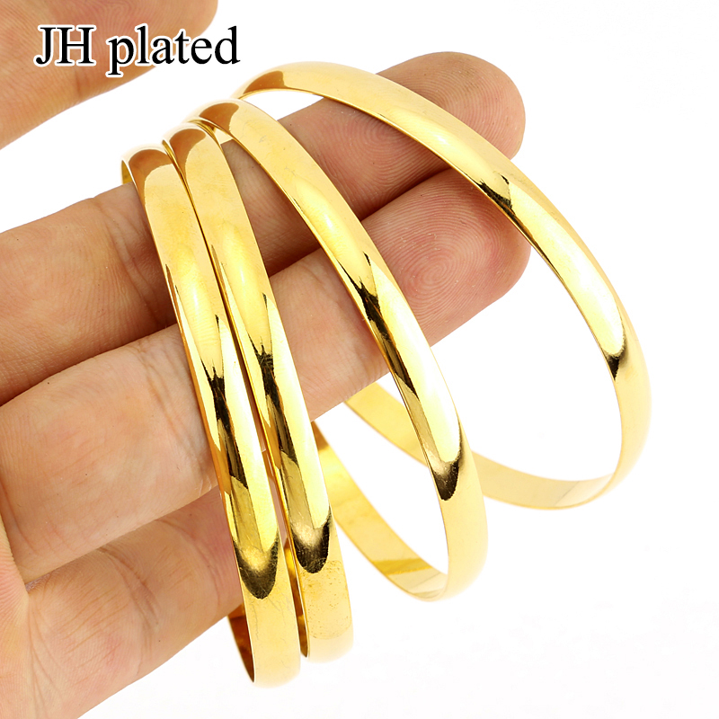 

JHplated 4 pieces Hot Fashion Ethiopia Glossy face Bracelet width 6mm for Middle East women gifts best