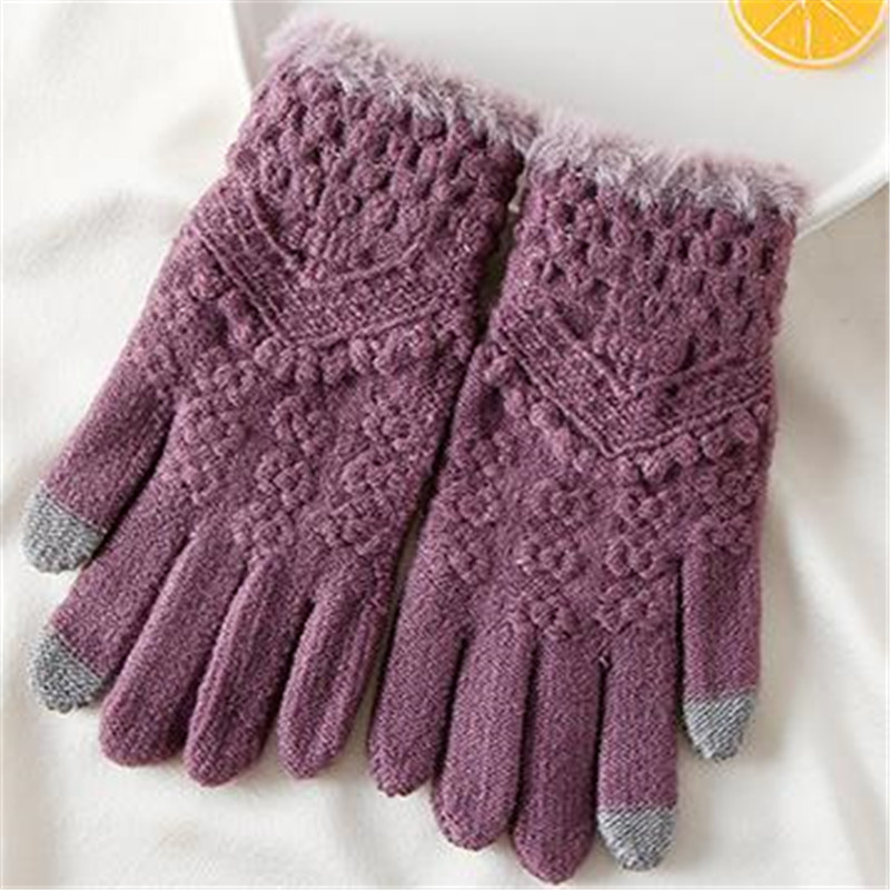 

Ms winter new imitation cashmere knitting yarn warm touch gloves all fashionable jacquard fur cycling ST-042