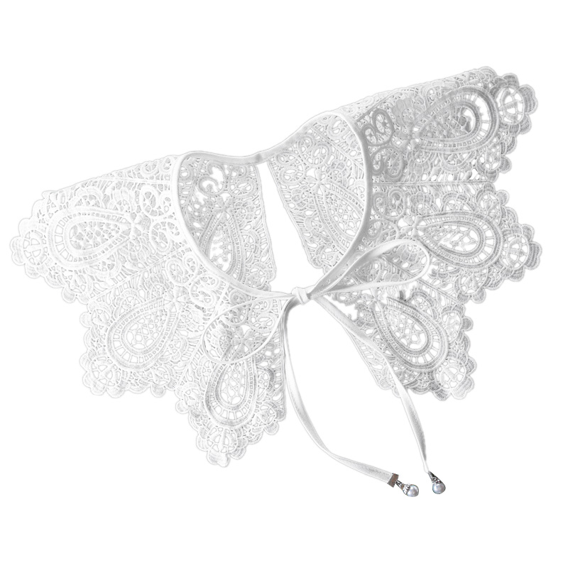 

Hollow Hook Flower Lace Embroidery Cotton Folding Stand Collar Detachable Fake Collar Stand Shirt