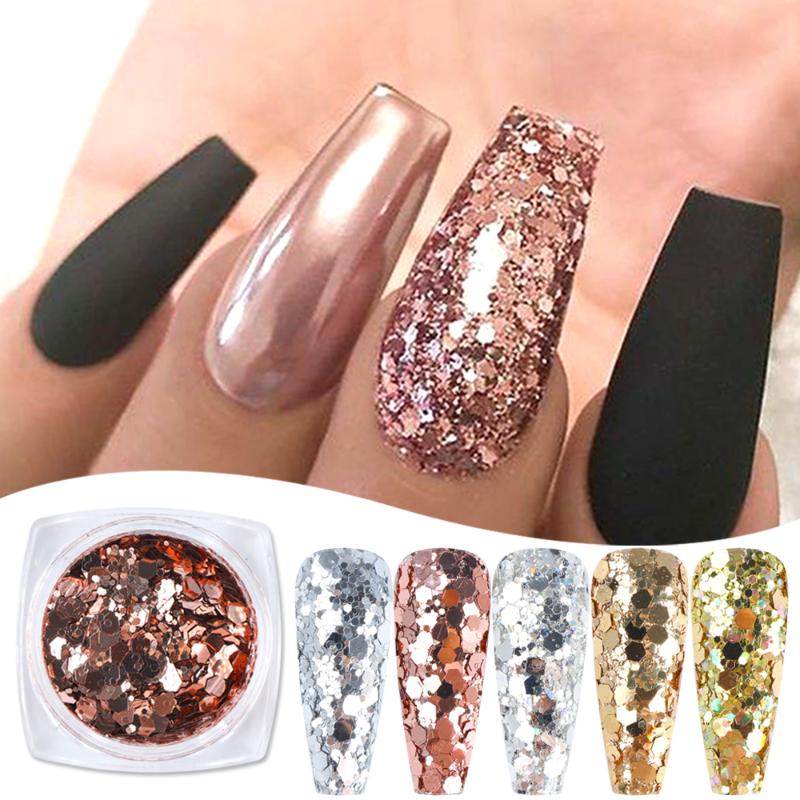 

6 Boxes Holographic Nail Glitter 3D Mermaid Mirror Paillette DIY Sparkly Spangles Sequins Nail Art Decorations Flakes LA1539-23
