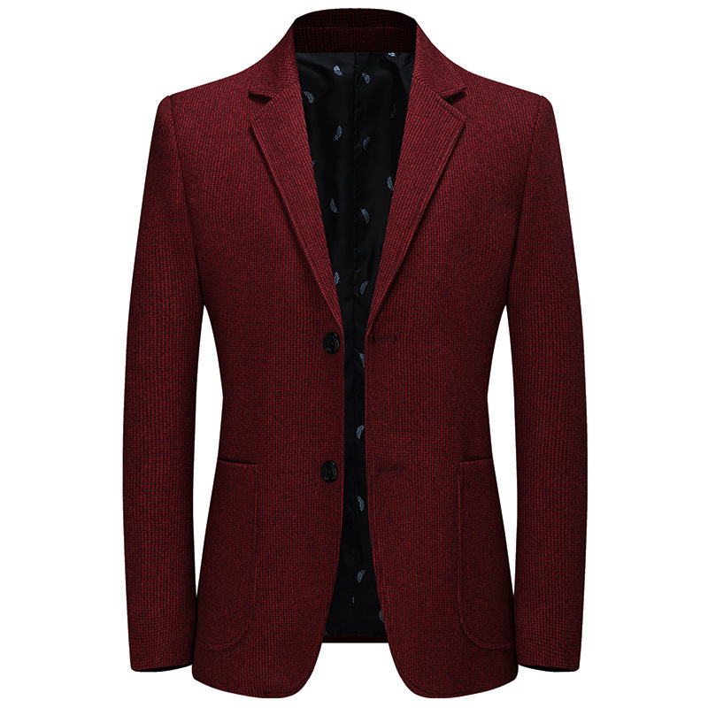 

JUSTAR Men's new woolen suit casual thousand bird Plaid suit coat, Blue