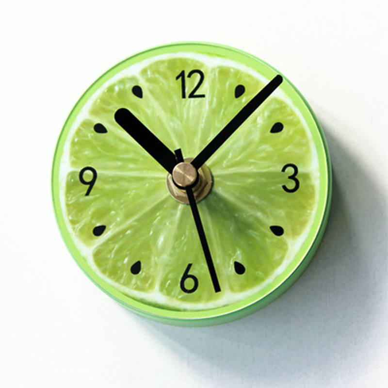 

Fruit Fridge magnet Wall Clock Lime Modern Kitchen Clock Watch Home Decor Fridge Fruit Wall Art Timepieces
