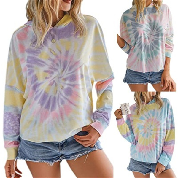 

2020 hot summer and autumn new fashion casual women's clothing printed tie-dye long-sleeved hip-hop sweater women, Kg-2