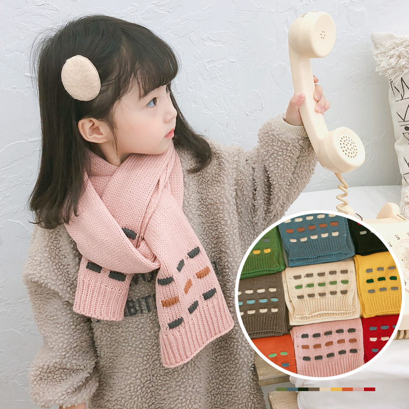 

Children's little scarf autumn and winter boys and girls woolen baby thick knitted warm scarf wholesale
