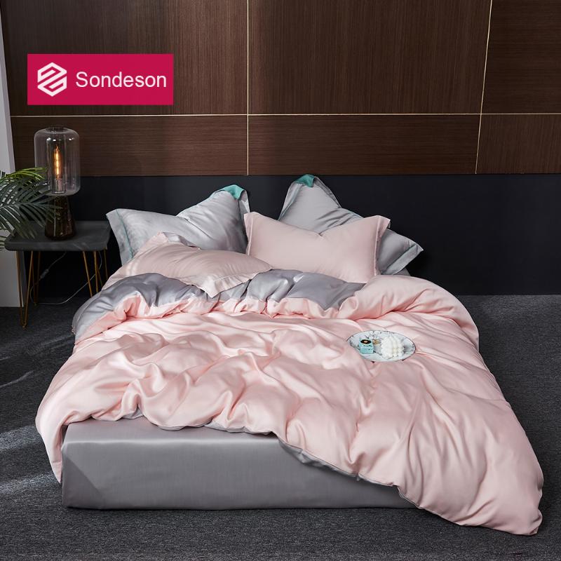

Sondeson Beauty Top Grade 100% Silk Pink Bedding Set 25 Momme Healthy Skin Duvet Cover Fitted Sheet Pillowcase  King Set, 005