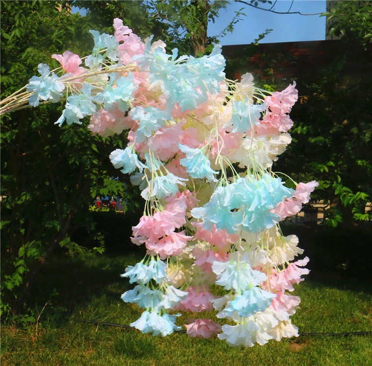 

Fake Cherry Blossom Flower Rattan vine Branch Begonia Sakura Tree Stem for Event Wedding Tree Deco Artificial Decorative Flowers, Red