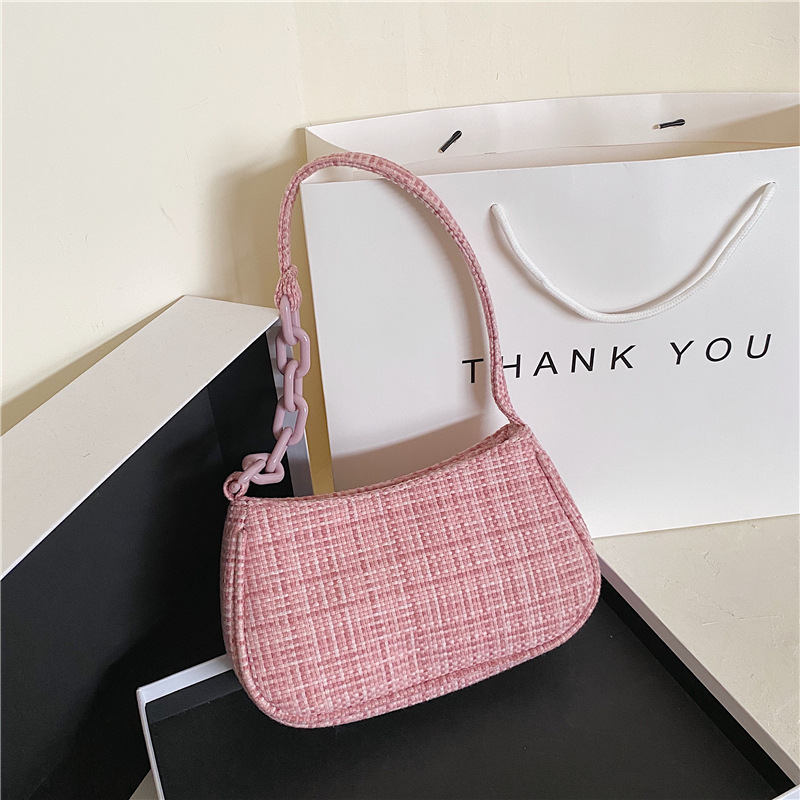 

HBP 2021 New Retro Baguette Bag Fashion Plaid Underarm Women's Baguette Bag Shoulder Bag