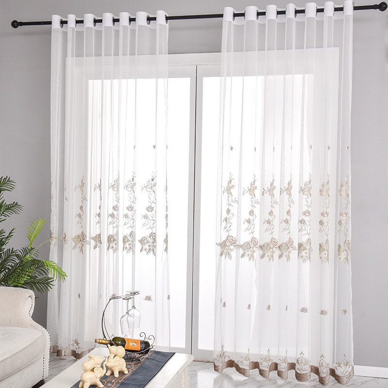 

New Embroidered Tulle Curtains for Living Room European Style Balcony Bedroom Luxury Sheer Curtains Window, Style 3