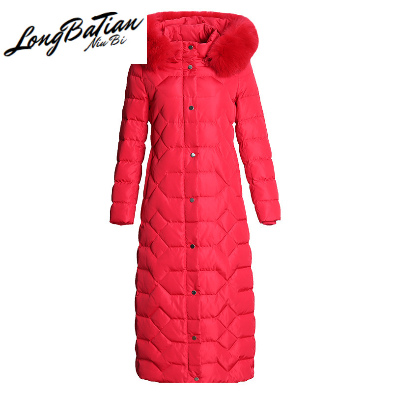 

Quality Fashion High Women' Jacket Real Fur Collar Woman Parkas White Duck Down Coat Female Ropa Mujer Zjt245, Black