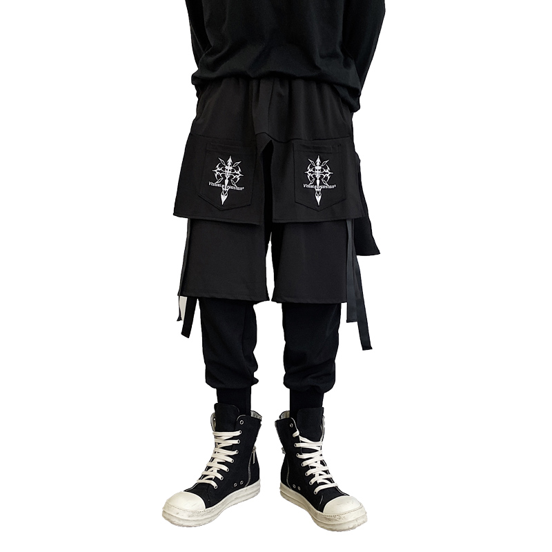 

Joggers Sweatpants Trousers Men Embroidered High Street Casual Beam Skirt Pant Male Streetwear Hip Hop Harem Pants, 1039 black