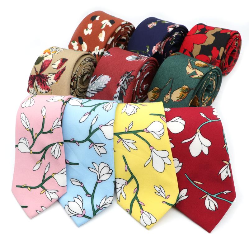 

Brand New Men's Floral Neck Ties Casual Polyester 7cm Slim Necktie Skinny Ties For Wedding Party Gift Accessories