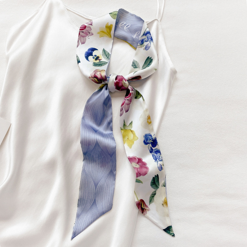 

2020 Satin silk scarf Printed Bandanas Women Hair Accessories Hairbands Soft Summer Headband 7*130cm