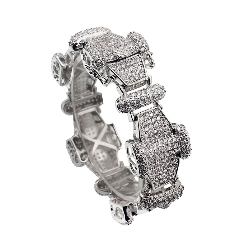 

Mother's Day Gifts Las Vegas Bange Bracelet White Topaz925 Sterling Silver Color Women Links Bracelets 7 Inch