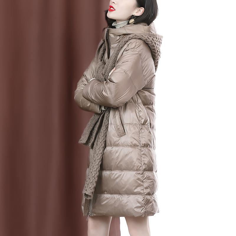 

2020 New Women Winter Korean Loose Bright Surface Coat Female White Duck Down Parkas Lady Thick Warm Hooded Mid-long Jacket S104, Ka se