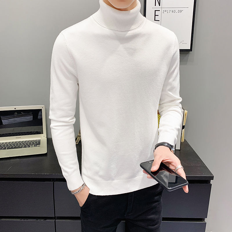 

Winter Slim Turtleneck Sweater Men's Warm Fashion Casual Knitted Pullover Men British Style Knitting Sweaters Mens Clothes -3XL, Black