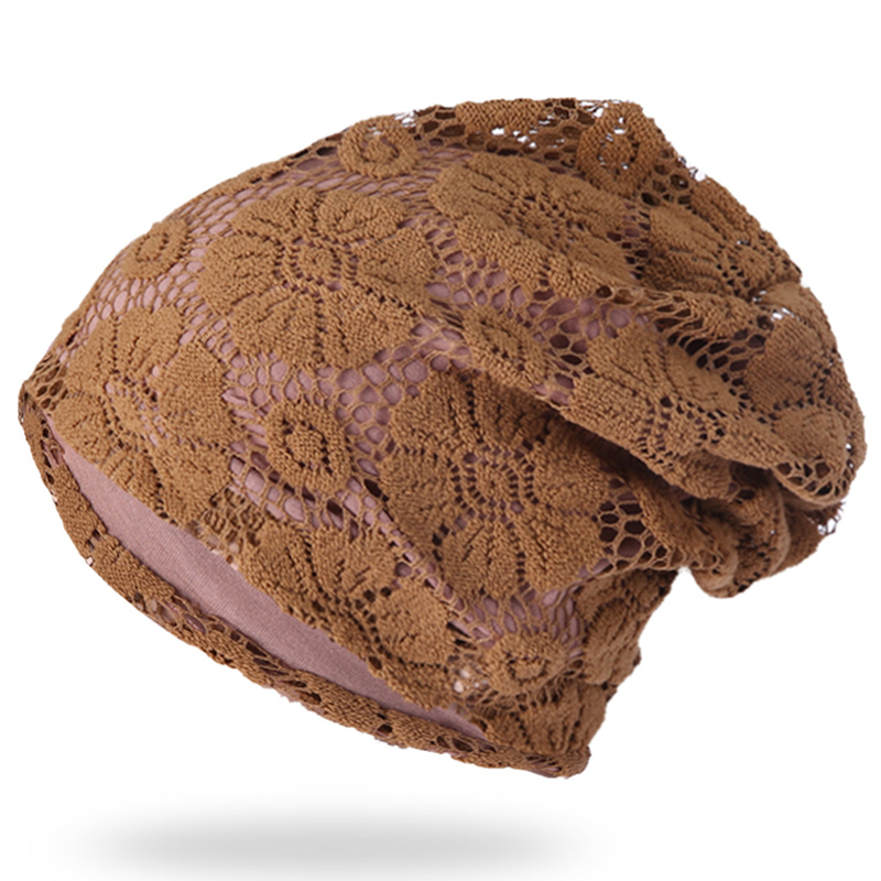 

Ladies Fashion Beanie Hat Winter Quality Hat Ladis Skullies Cap Gorros Female Cap Lace Hats For Female, Khaki