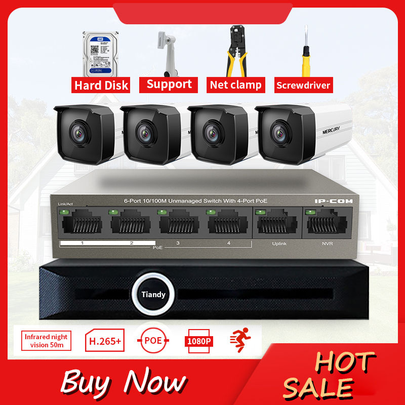 

GLVISION 4CH 2MP NVR kit POE Security Camera System 1080P HD CCTV Infrared Gun video camera video surveillance kit