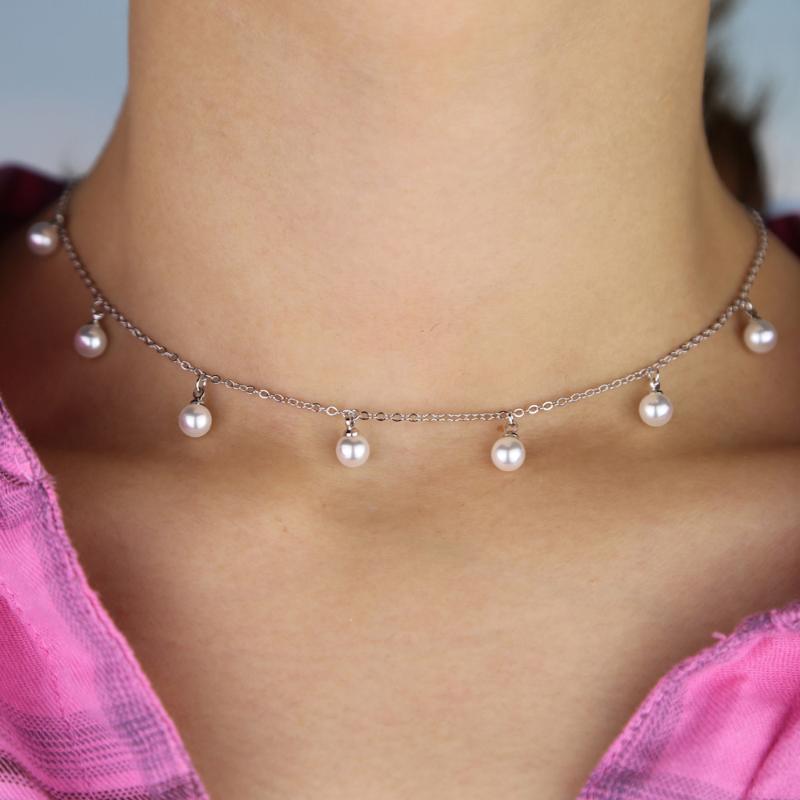 

2020 Brand Classic 7pcs Pearl beads Pendant necklaces For Women girl simple Daily Wear White Round Freshwater Pearl Jewelry gift