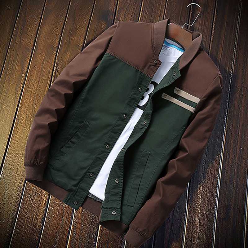 

3XL New Men' Jackets Autumn Men' Coats Fashion Slim Casual Jackets Male Outerwear Baseball Uniform, Brown