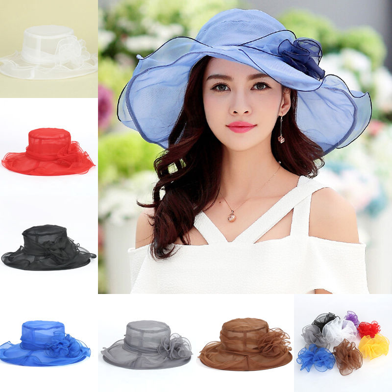 

Fashion Elegant Womens Fascinator Cocktail Party Hat Wedding Cap Hats Sunshade Brim Cap, Blue;gray