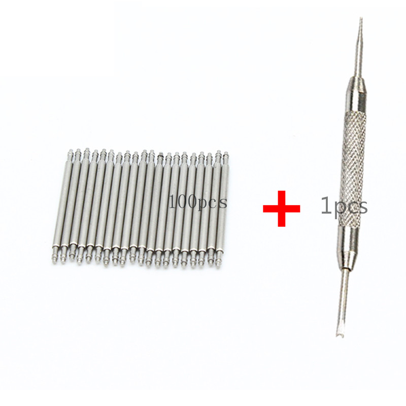 

100pcs+1 tool Stainless Steel Watch Band Strap Spring Bar Link Pins Remover New Silver 12mm 14mm 16mm 18mm 20mm 22mm 24 26 28mm