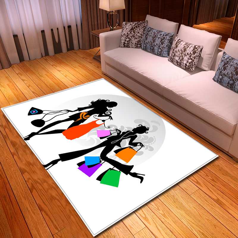 

Fashion Shopping Parlor Area Rug Adults Bedroom Bedsider Flannel Rugs Home Decorative Non-slip White Carpet for Living Room, No-6
