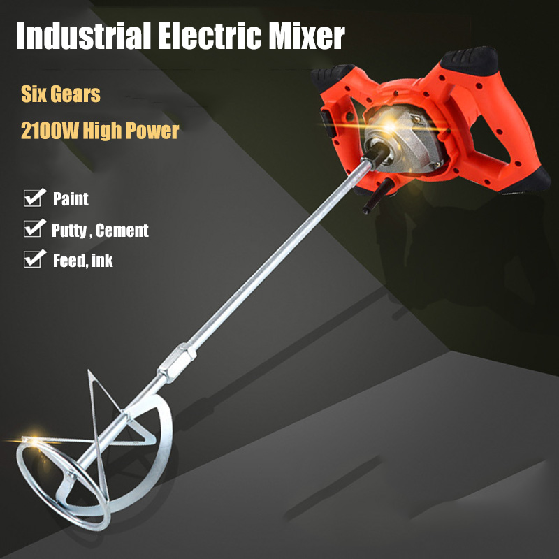 

110V/220V 2100W Industrial Electric Mixer 6-speed Adjustable Speed Paint Mixer Cement Putty Paint