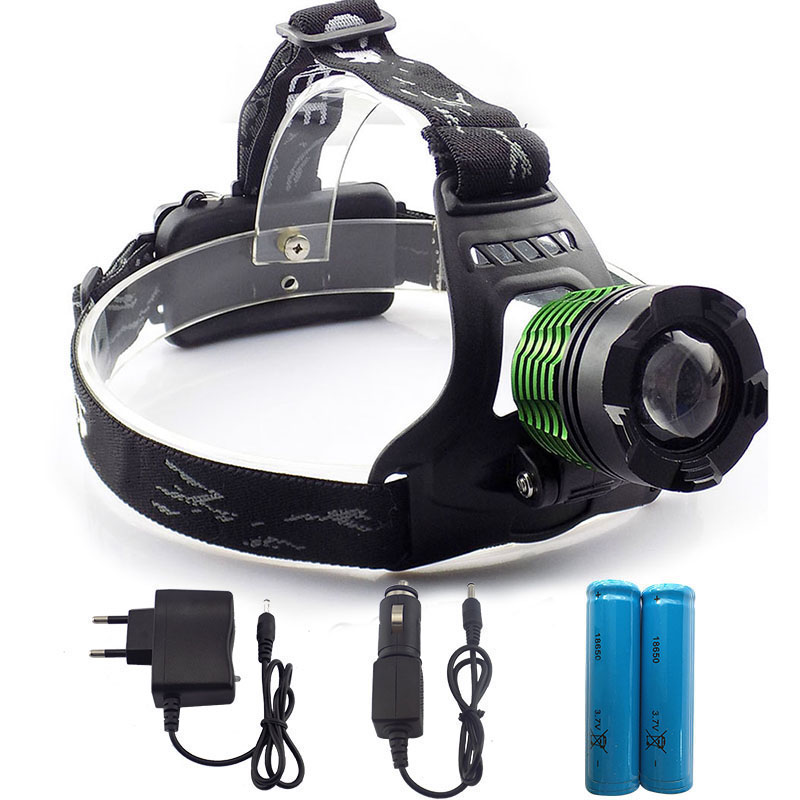

Rechargeable xml T6 Led Headlamp Headlight Frontal Torch 2000Lm head torch AC Car Charger 18650 Battery fishing bike