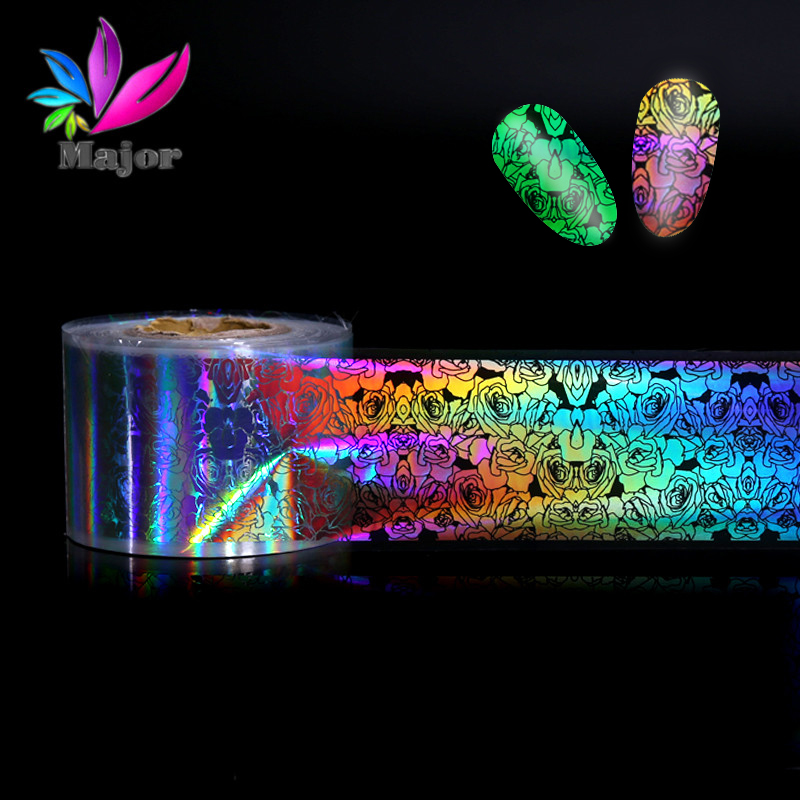 

Fashion Laser design nail stickers nail foil transfer film technology Multi-color flower Transfer Sticker Decoration Diy, Jh58
